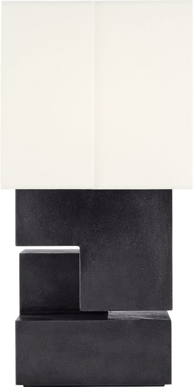 Nucleo 18" Table Lamp in Museum Black with Linen Shade