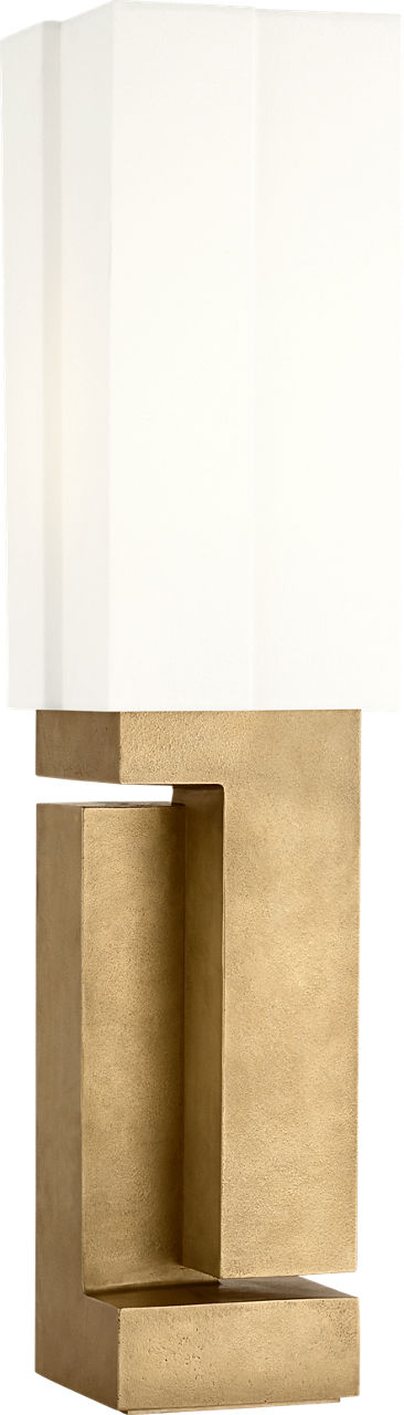 Nucleo 27" Table Lamp in Museum Brass with Linen Shade