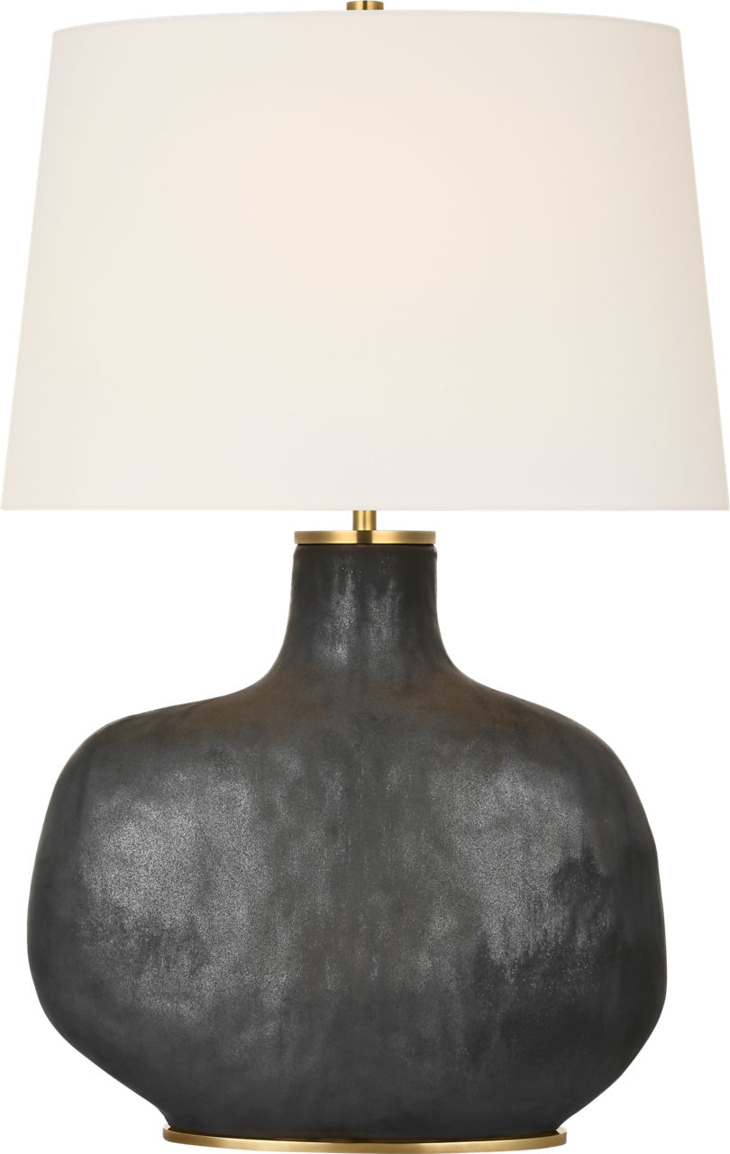 Beton Medium Table Lamp in Stained Black Metallic with Linen Shade