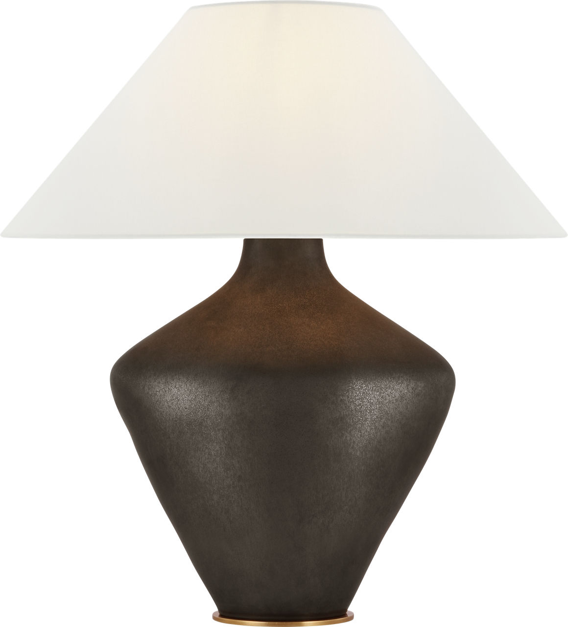 Rohs Extra Large Table Lamp in Stained Black Metallic with Linen Shade