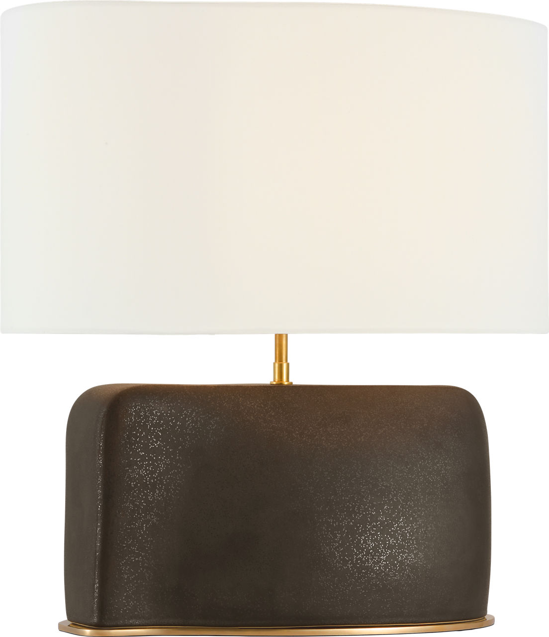 Amantani Medium Sculpted Form Table Lamp in Stained Black Metallic with Linen Shade