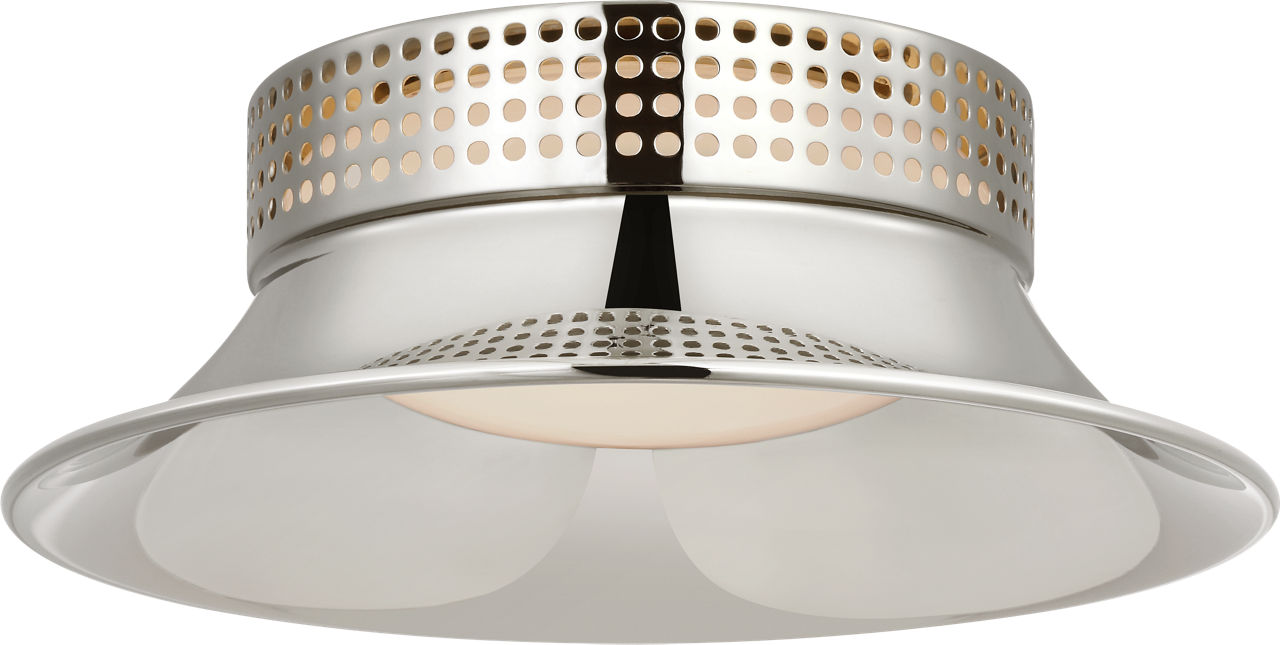 Precision 7" Flush Mount in Polished Nickel with White Glass