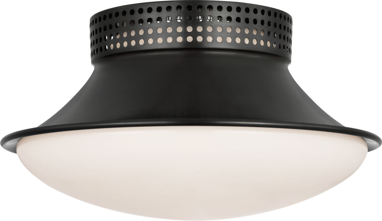 Precision 9" Downlight Flush Mount in Bronze with White Glass