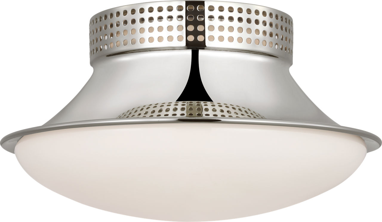 Precision 9" Downlight Flush Mount in Polished Nickel with White Glass