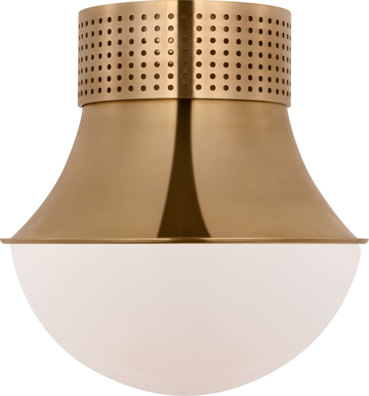 Precision 9" Flush Mount in Antique-Burnished Brass with White Glass