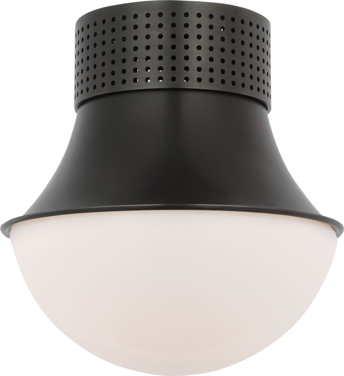 Precision 9" Flush Mount in Bronze with White Glass