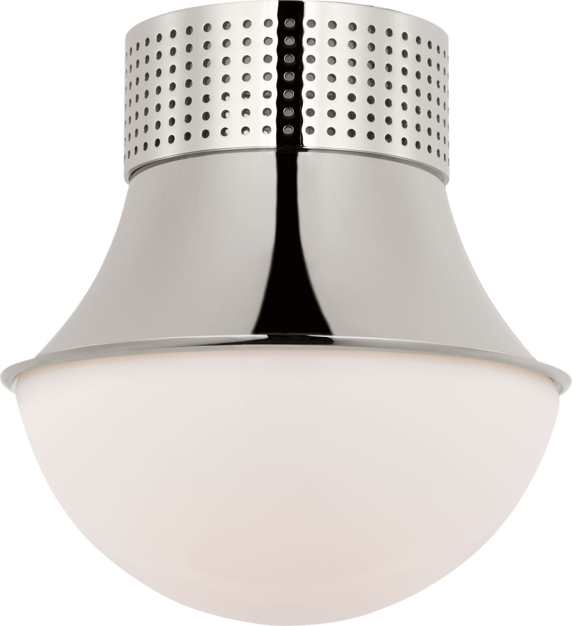 Precision 9" Flush Mount in Polished Nickel with White Glass