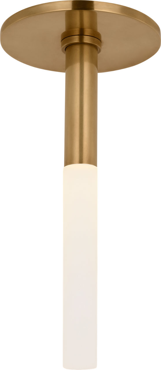 Rousseau Monopoint Flush Mount in Antique-Burnished Brass with Etched Crystal