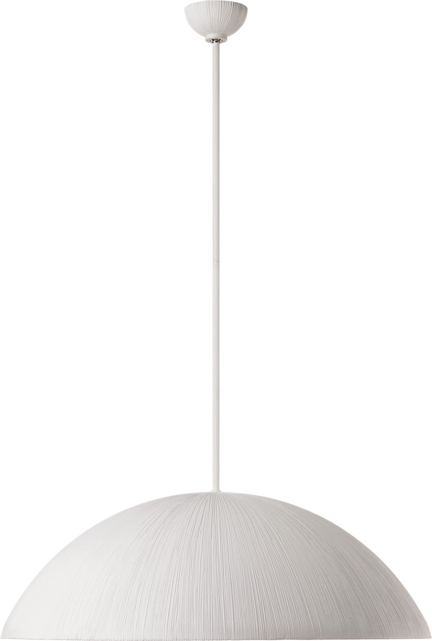 Utopia 30" Sculpted Pendant in Plaster White with White Glass