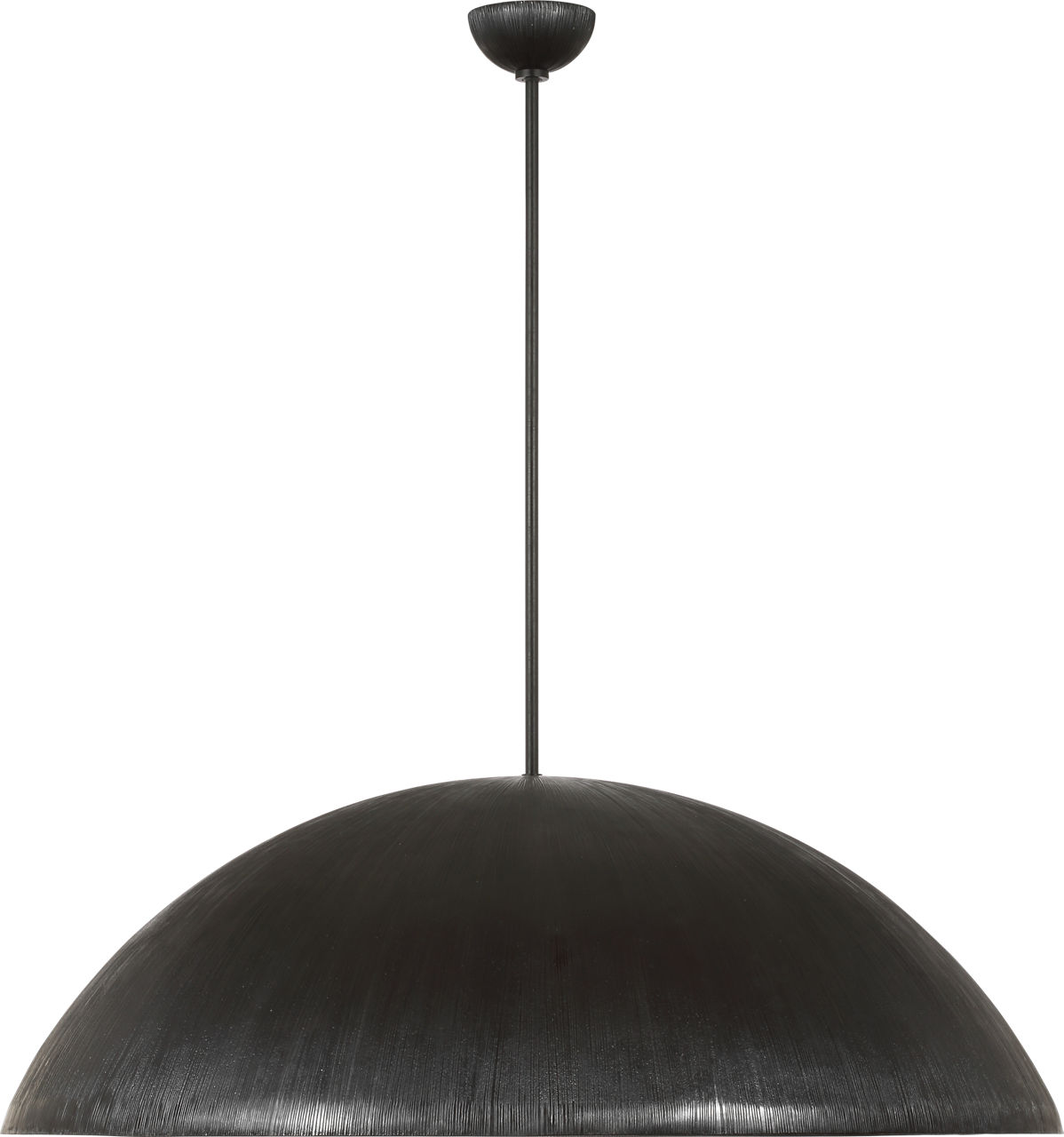 Utopia 48" Sculpted Pendant in Aged Iron with White Glass