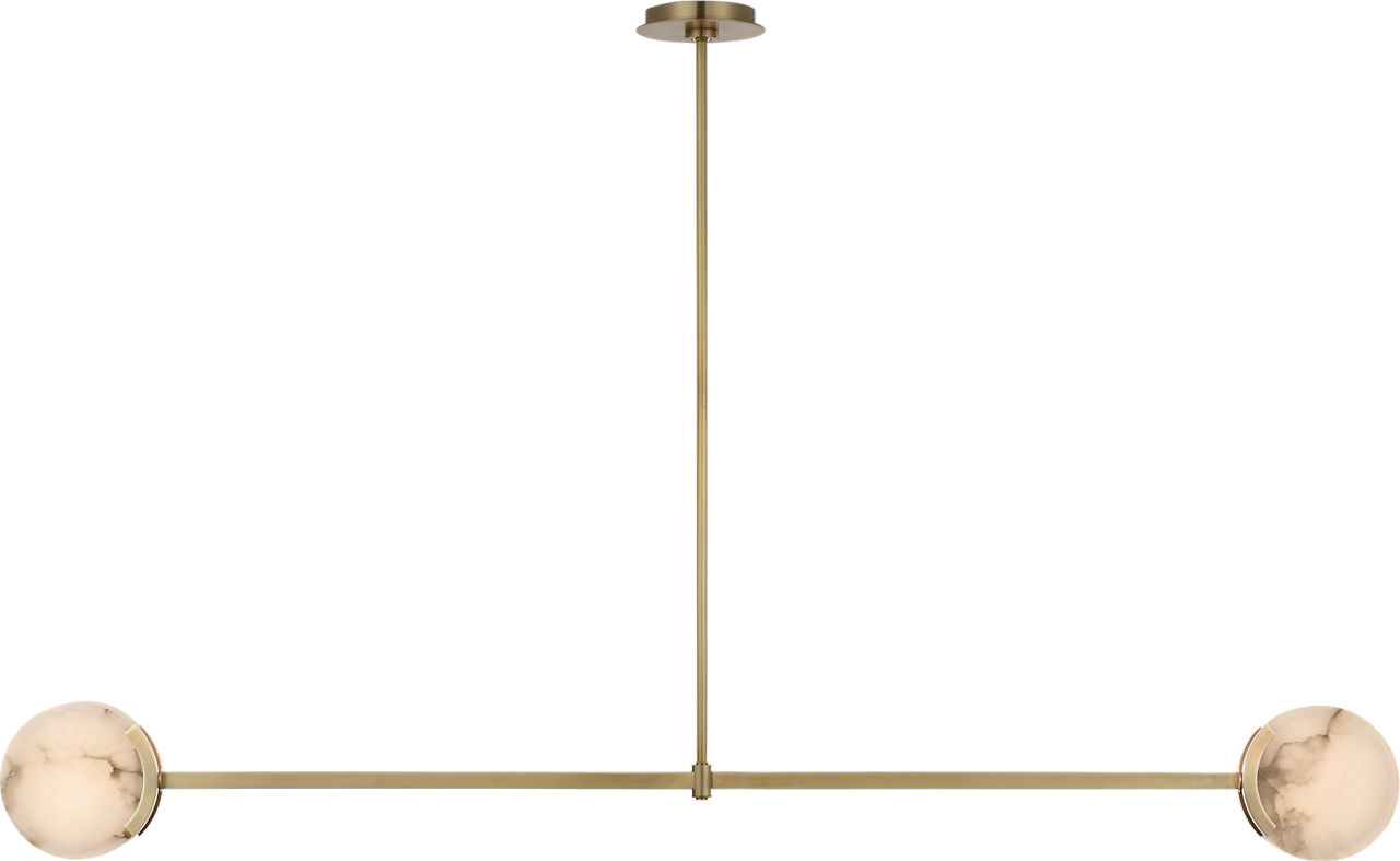 Melange 54" Linear Pendant in Antique-Burnished Brass with Alabaster