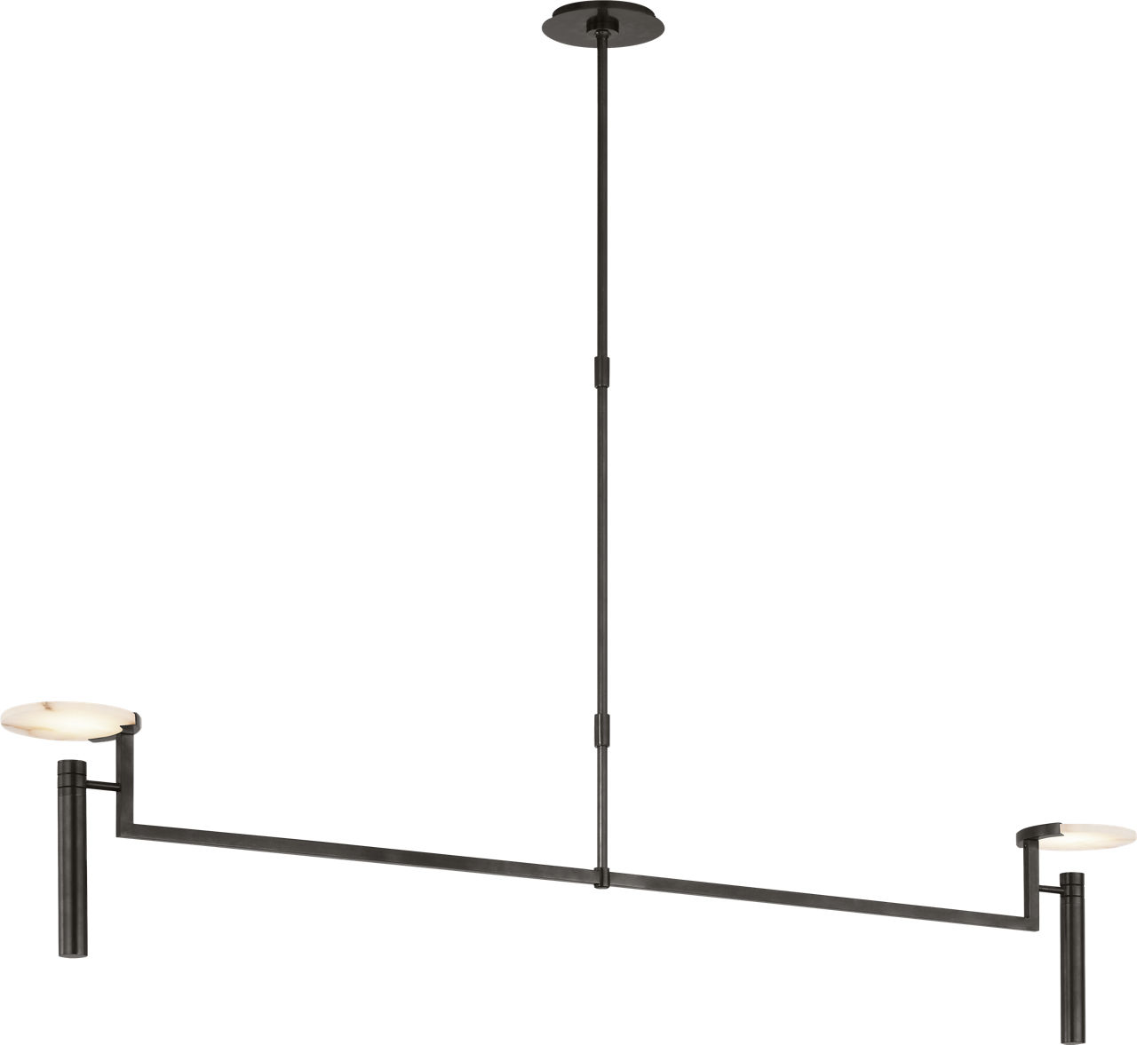 Melange Extra Large Floating Disc Linear Chandelier in Bronze with Alabaster