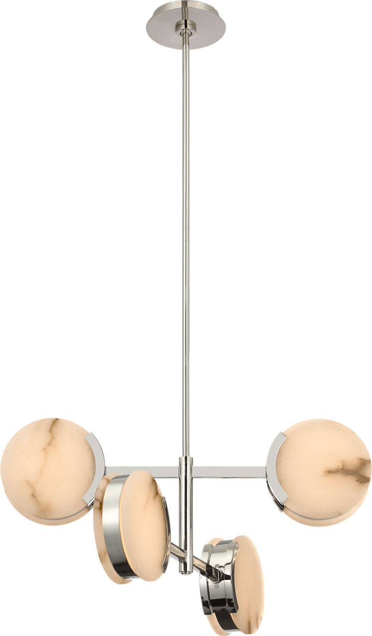 Melange 25" Multi-Positional Semi-Flush Chandelier in Polished Nickel with Alabaster