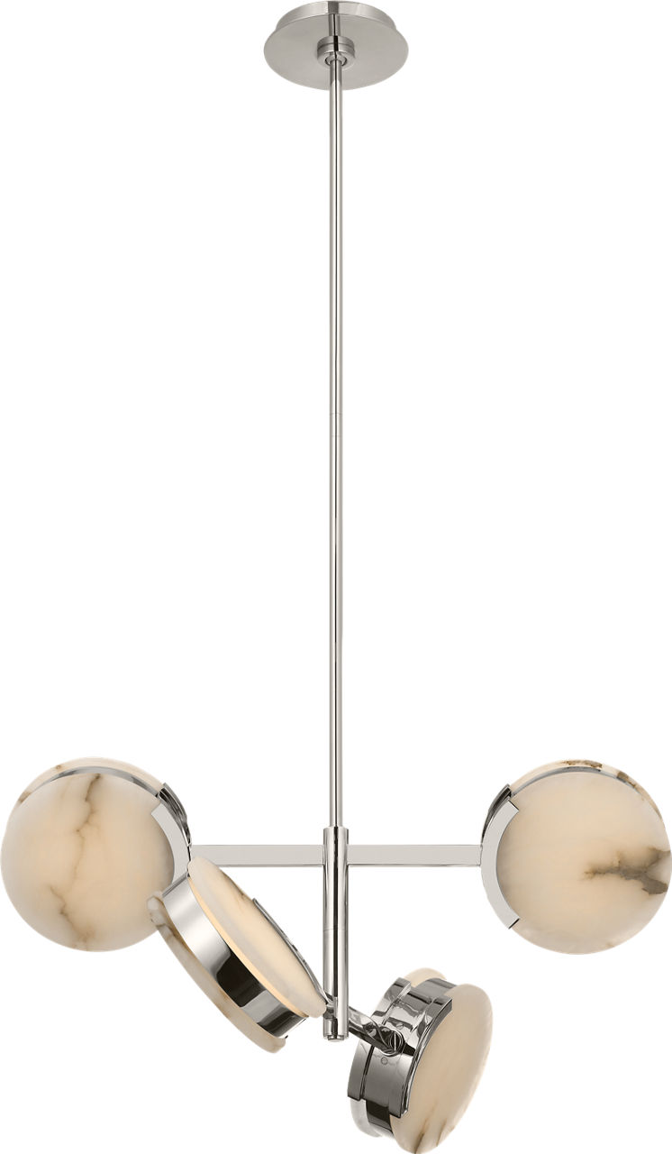 Melange 25" Multi-Positional Semi-Flush Chandelier in Polished Nickel with Alabaster