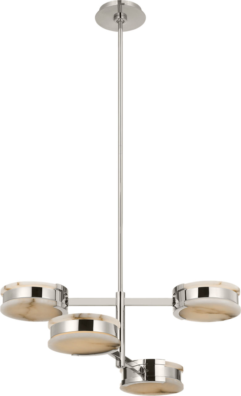 Melange 25" Multi-Positional Semi-Flush Chandelier in Polished Nickel with Alabaster