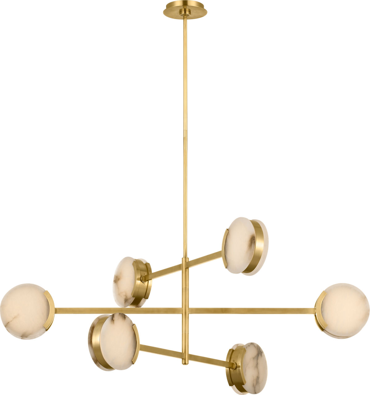 Melange 48" Multi-Positional Chandelier in Antique-Burnished Brass with Alabaster