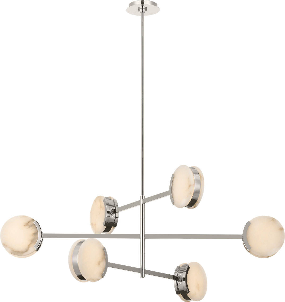 Melange 48" Multi-Positional Chandelier in Polished Nickel with Alabaster
