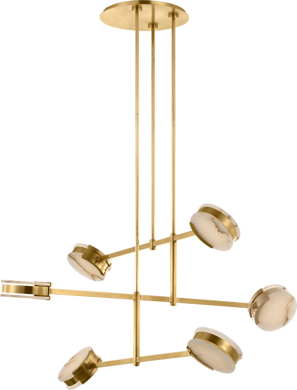 Melange 54" Multi-Positional Chandelier in Antique-Burnished Brass with Alabaster