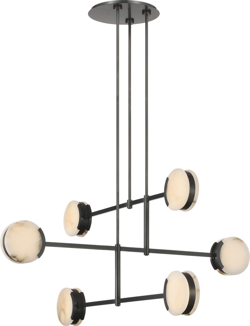 Melange 54" Multi-Positional Chandelier in Bronze with Alabaster