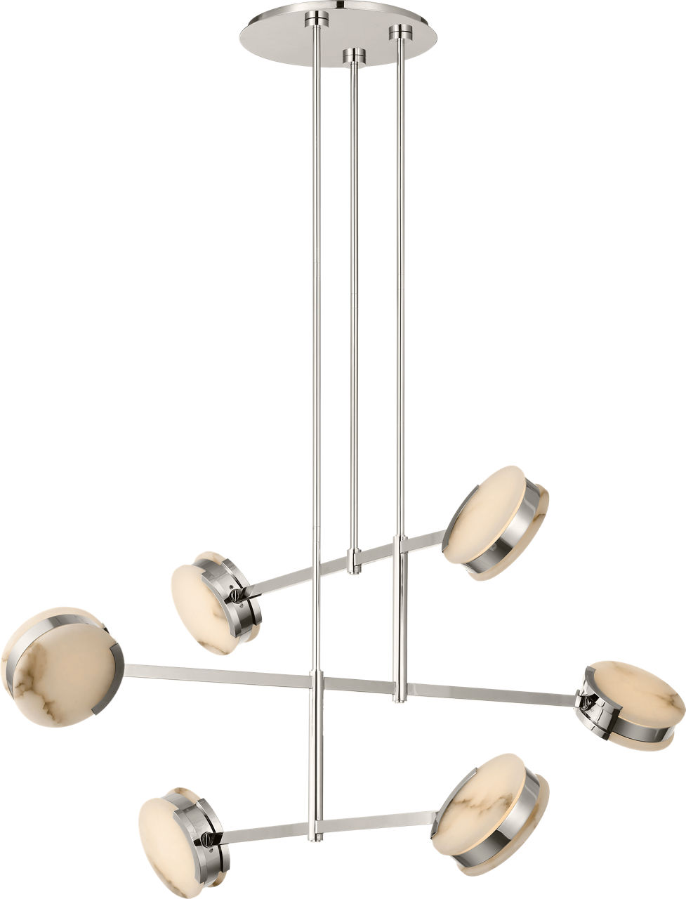 Melange 54" Multi-Positional Chandelier in Polished Nickel with Alabaster