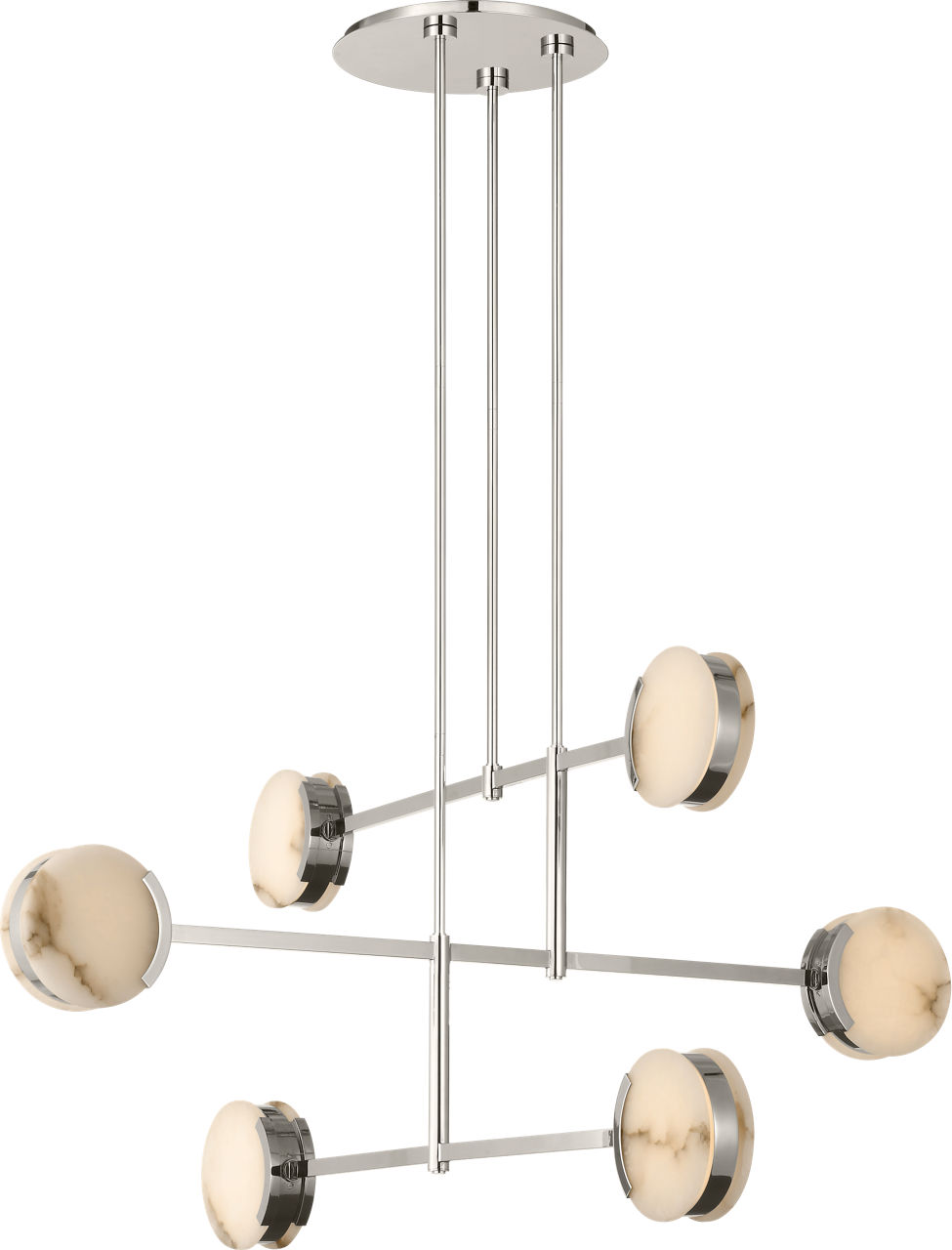Melange 54" Multi-Positional Chandelier in Polished Nickel with Alabaster