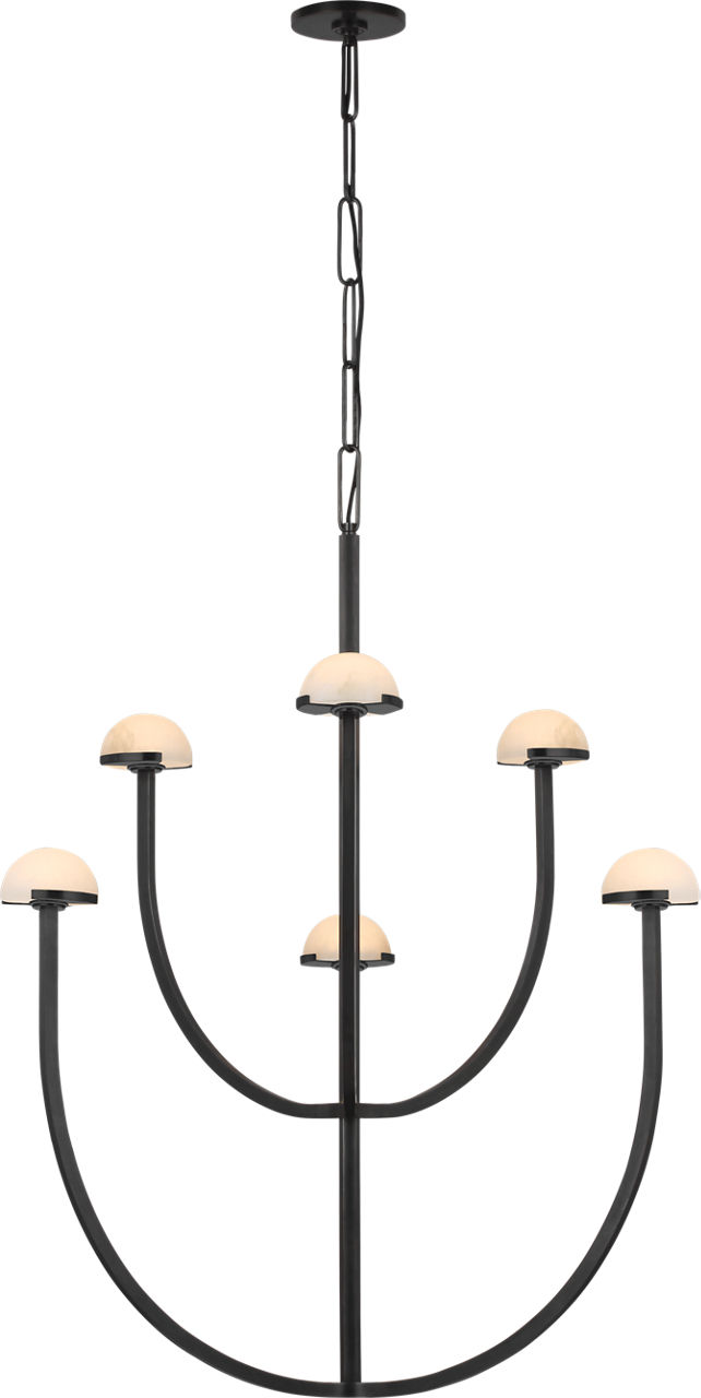 Pedra Large Two-Tier Chandelier in Bronze with Alabaster