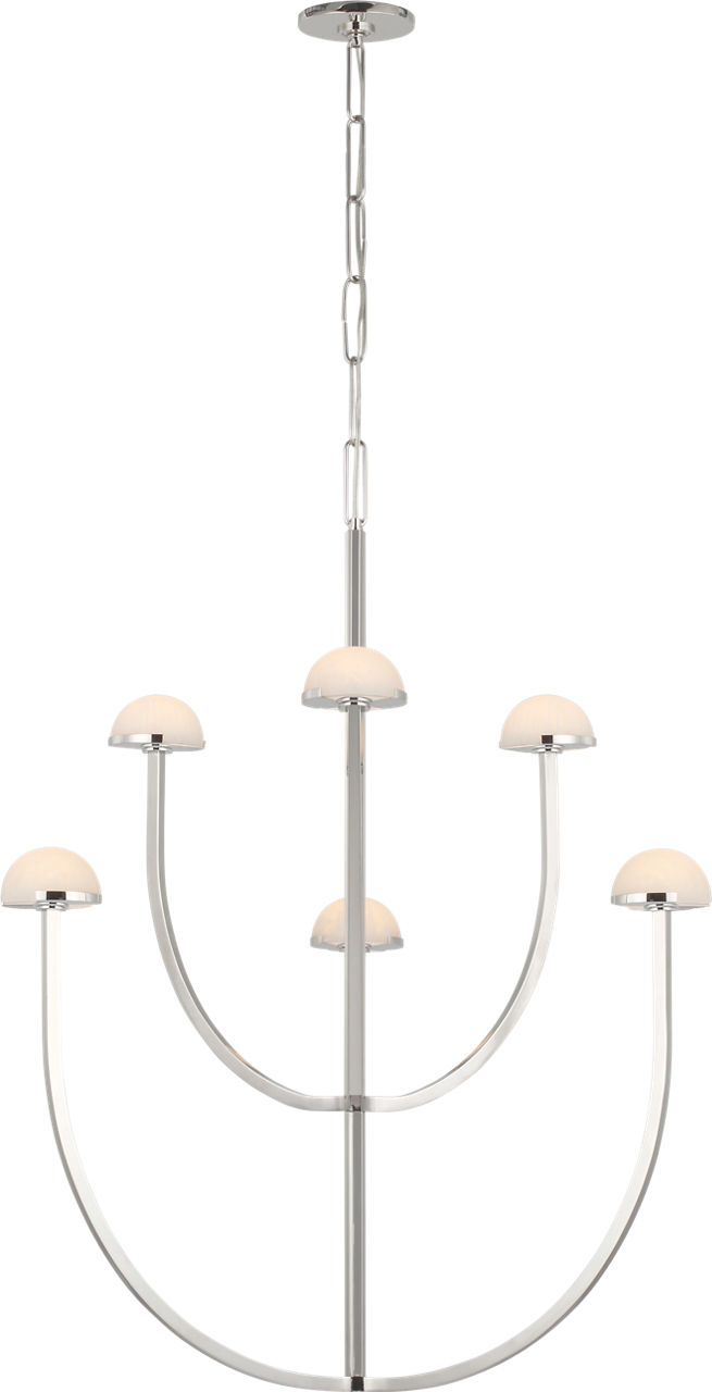 Pedra Large Two-Tier Chandelier in Polished Nickel with Alabaster