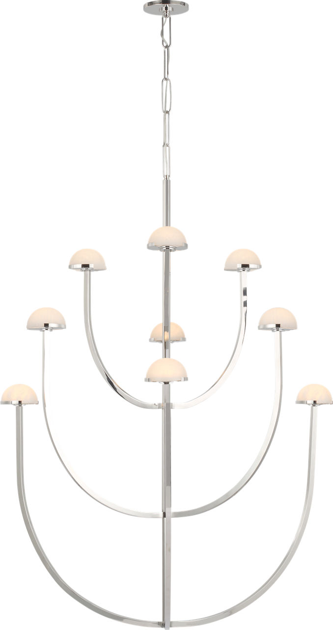 Pedra X-Large Three-Tier Chandelier in Polished Nickel with Alabaster