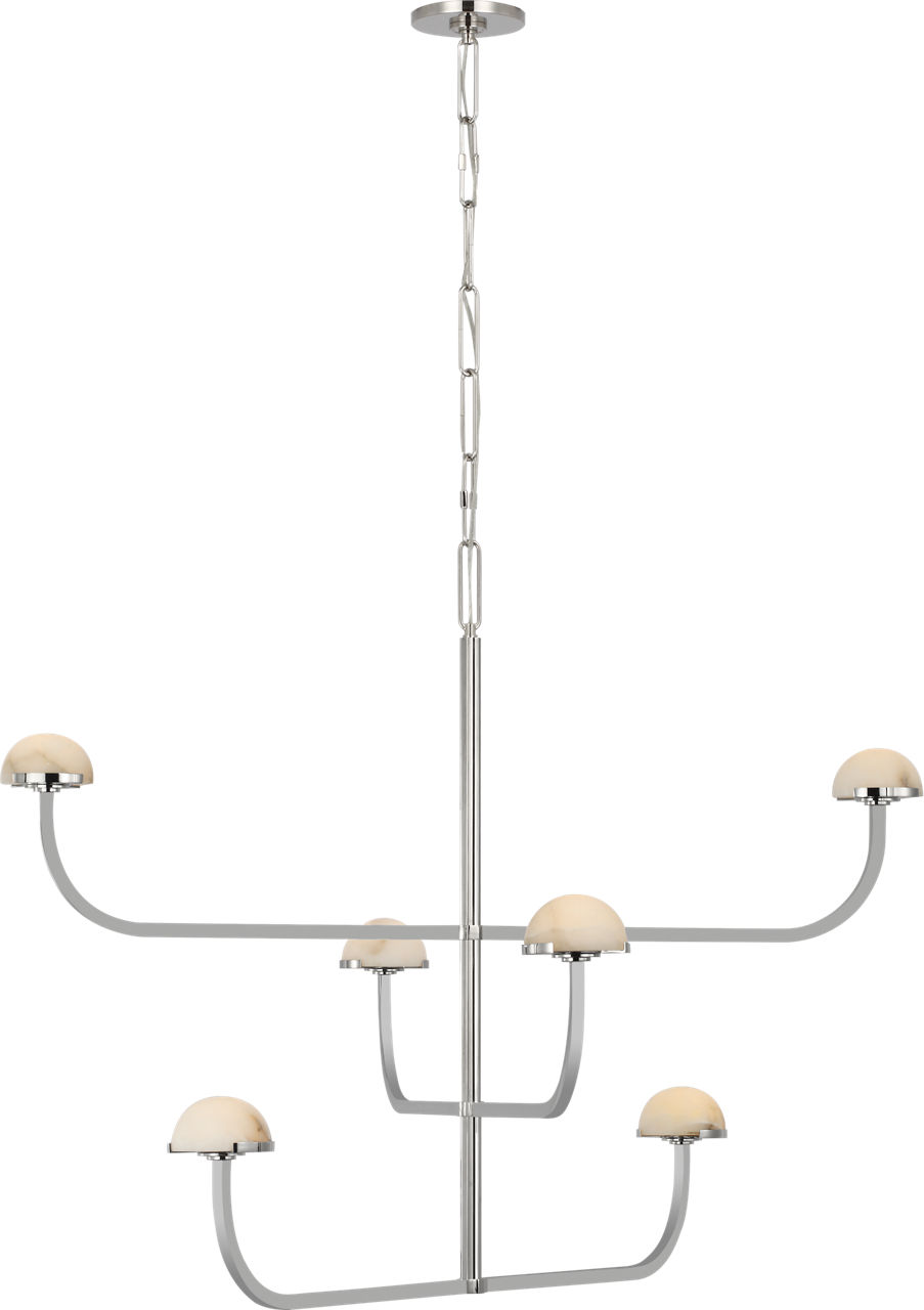 Pedra Three Tier Shallow Chandelier in Polished Nickel with Alabaster