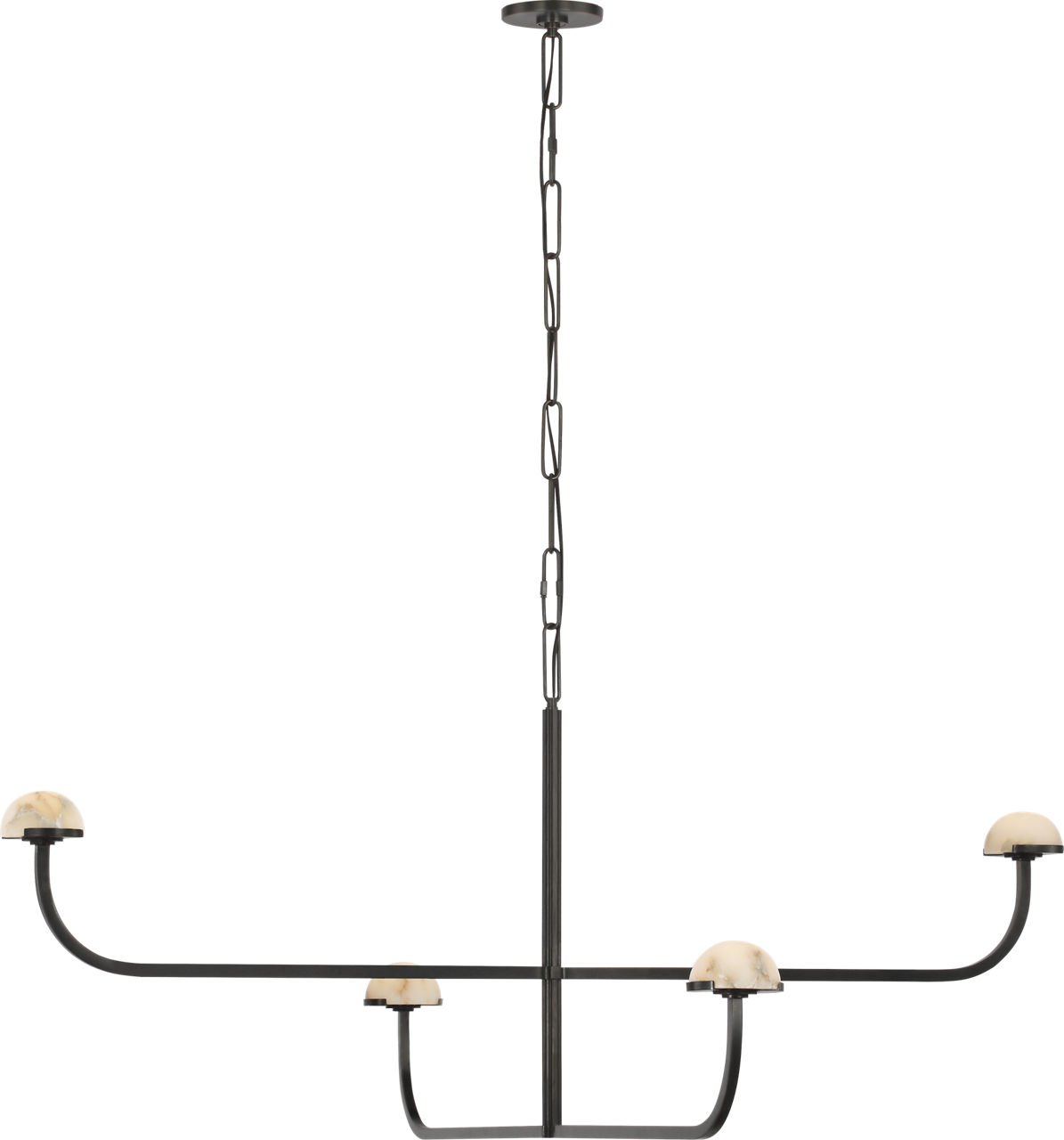 Pedra Two Tier Shallow Chandelier in Bronze with Alabaster
