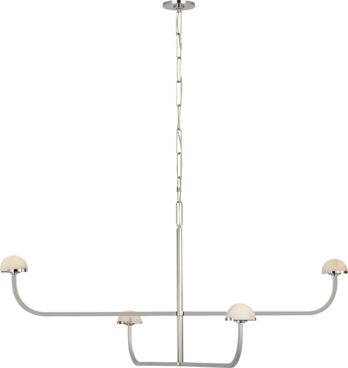 Pedra Two Tier Shallow Chandelier in Polished Nickel with Alabaster