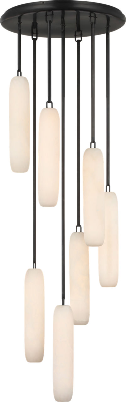 Formosa 7-Light Pendant in Bronze with Alabaster