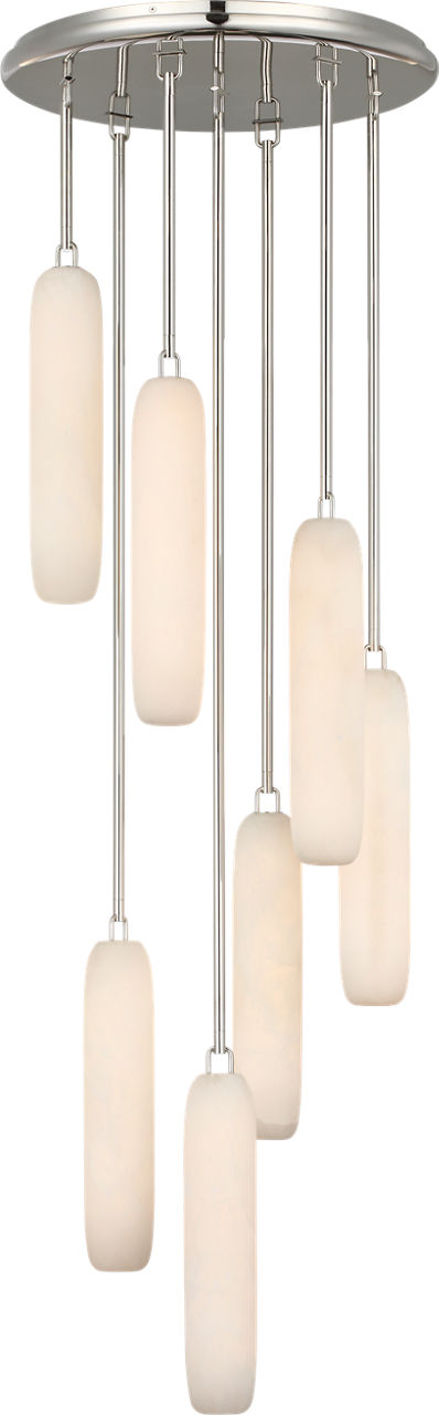 Formosa 7-Light Pendant in Polished Nickel with Alabaster