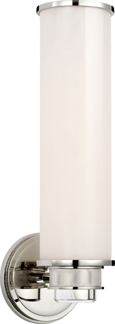 Percy 14" Single Bath Sconce in Polished Nickel with White Glass