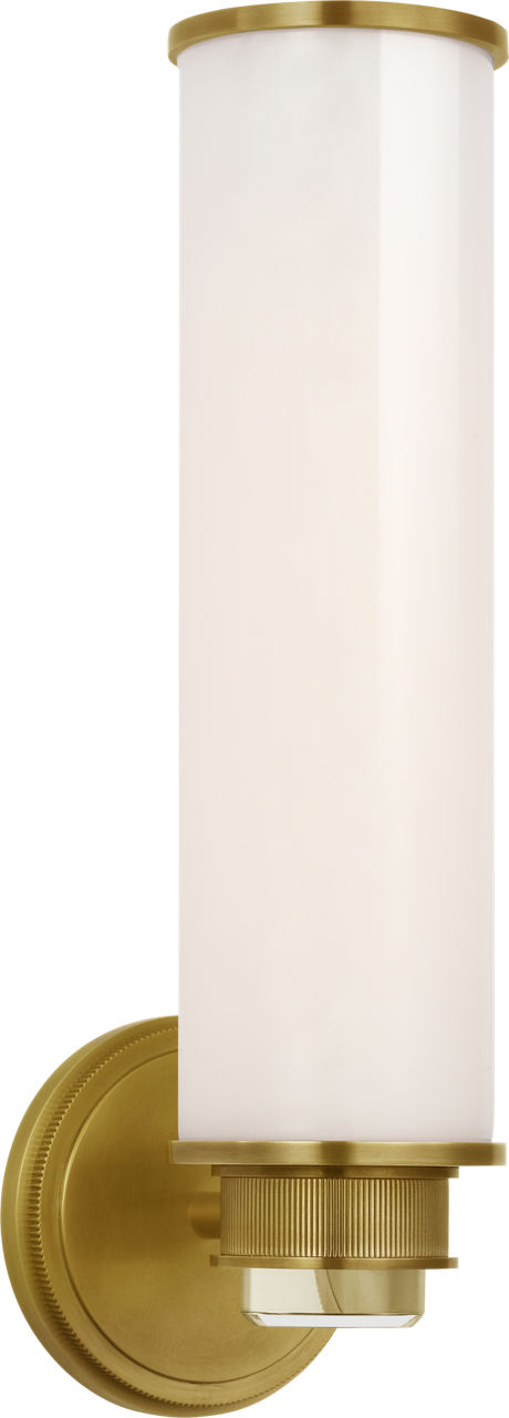 Percy 14" Single Bath Sconce in Soft Brass with White Glass