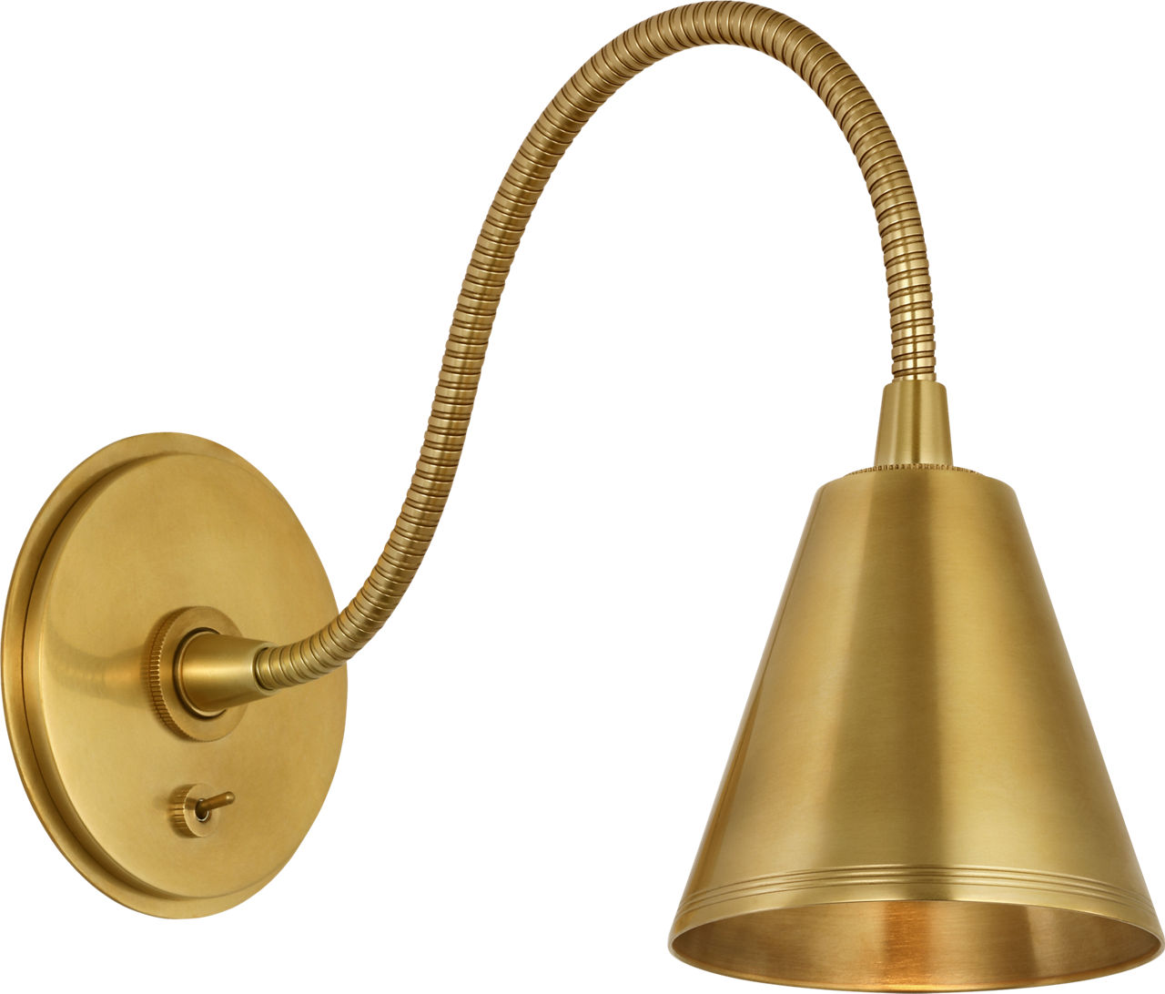 Harlan Gooseneck Reading Light in Soft Brass