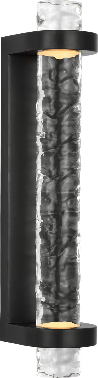 Theron 15" Linear Bath Sconce in Bronze and Clear Wavy Glass