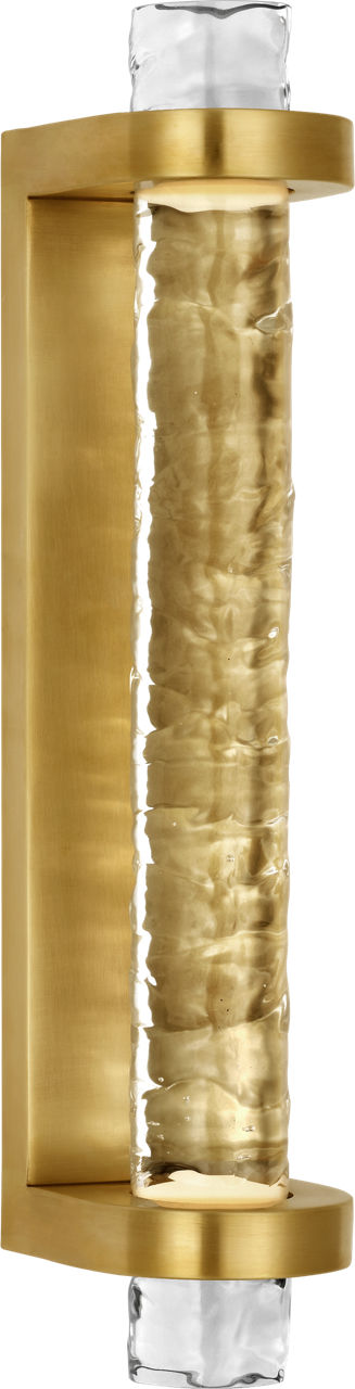 Theron 15" Linear Bath Sconce in Soft Brass and Clear Wavy Glass
