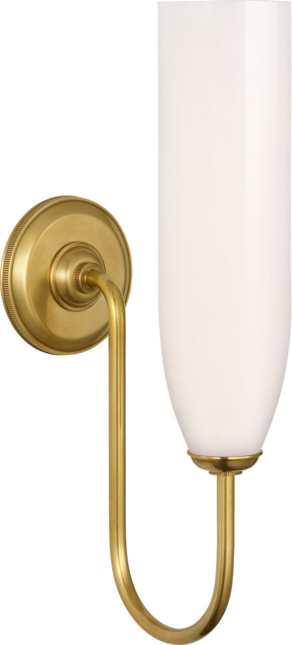 Meridien 16" Single Sconce in Soft Brass with White Glass