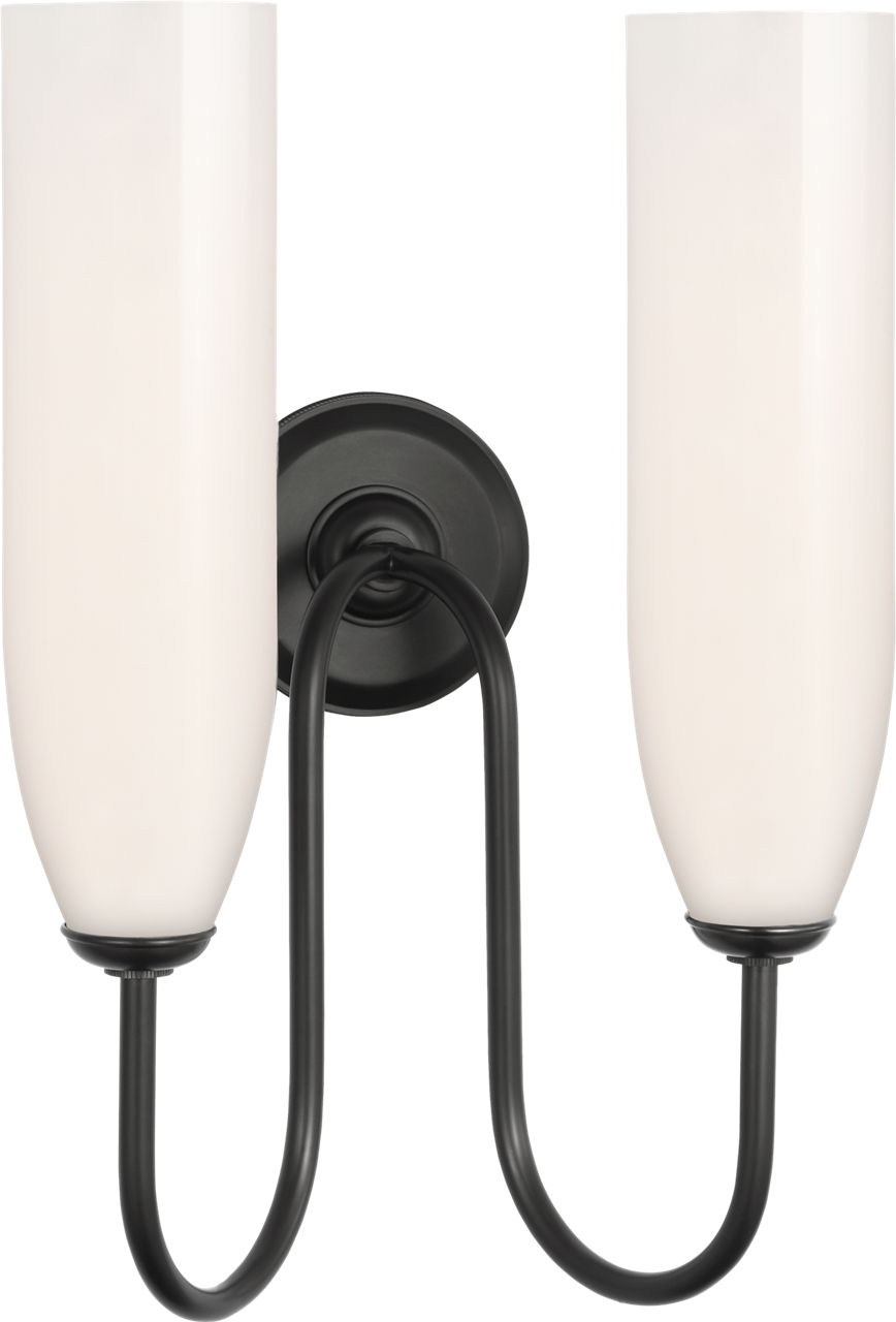 Meridien 16" Double Sconce in Bronze with White Glass