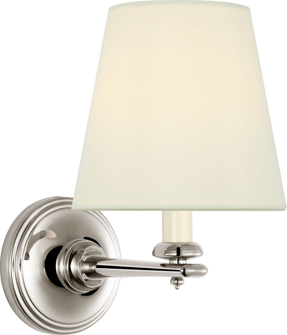 Tess 9" Single Sconce in Polished Nickel with Silk Shade