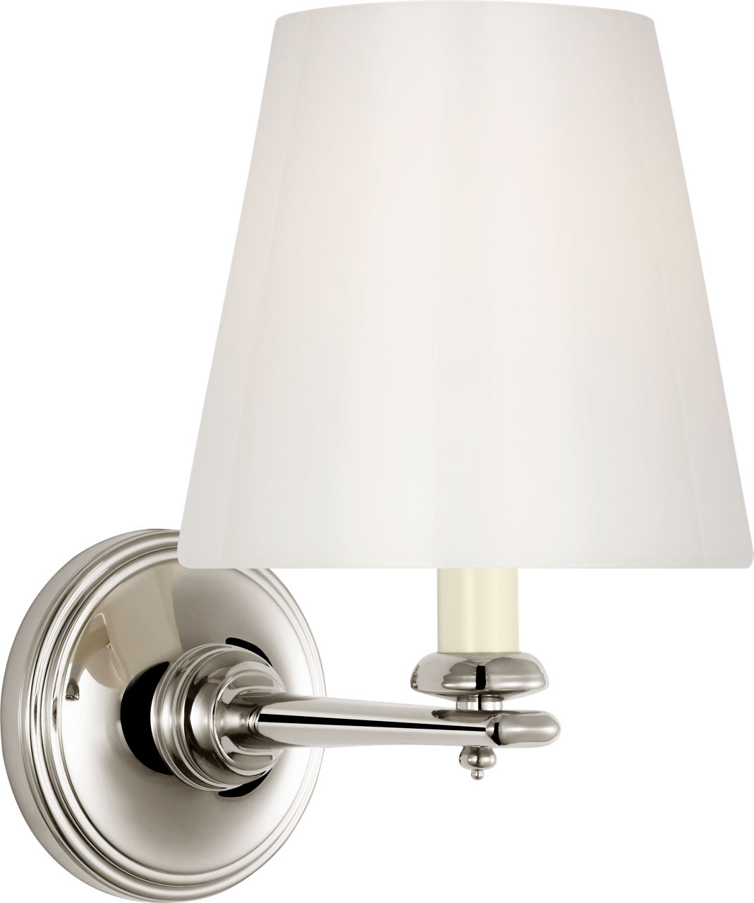 Tess 9" Single Sconce in Polished Nickel with White Glass Shade