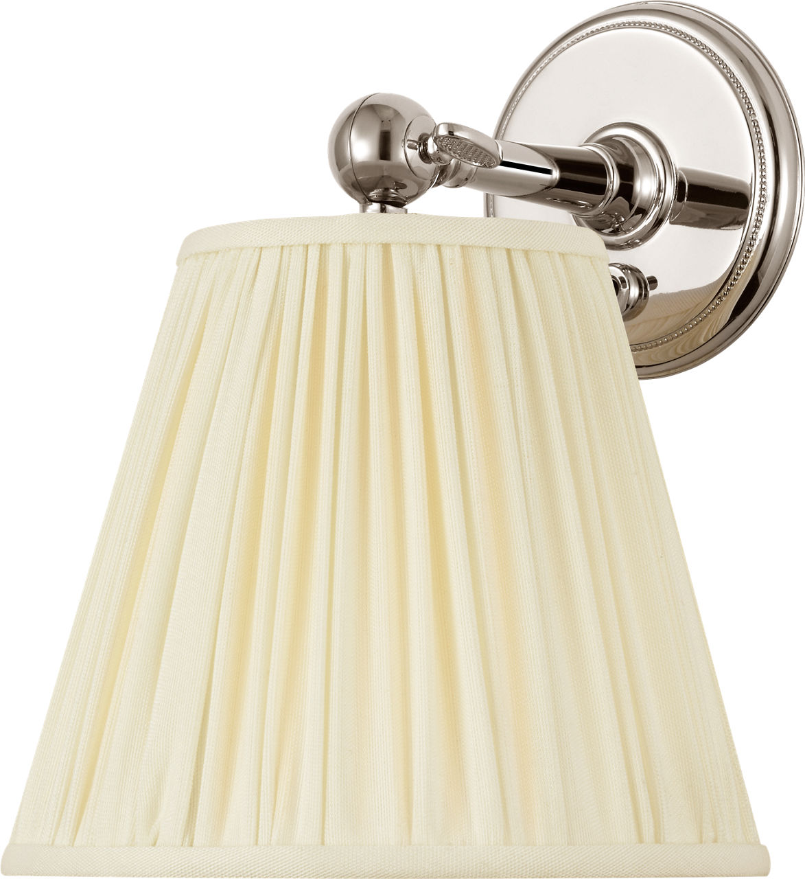 Hollander 6" Pivoting Sconce in Polished Nickel with Silk Pleated Shade