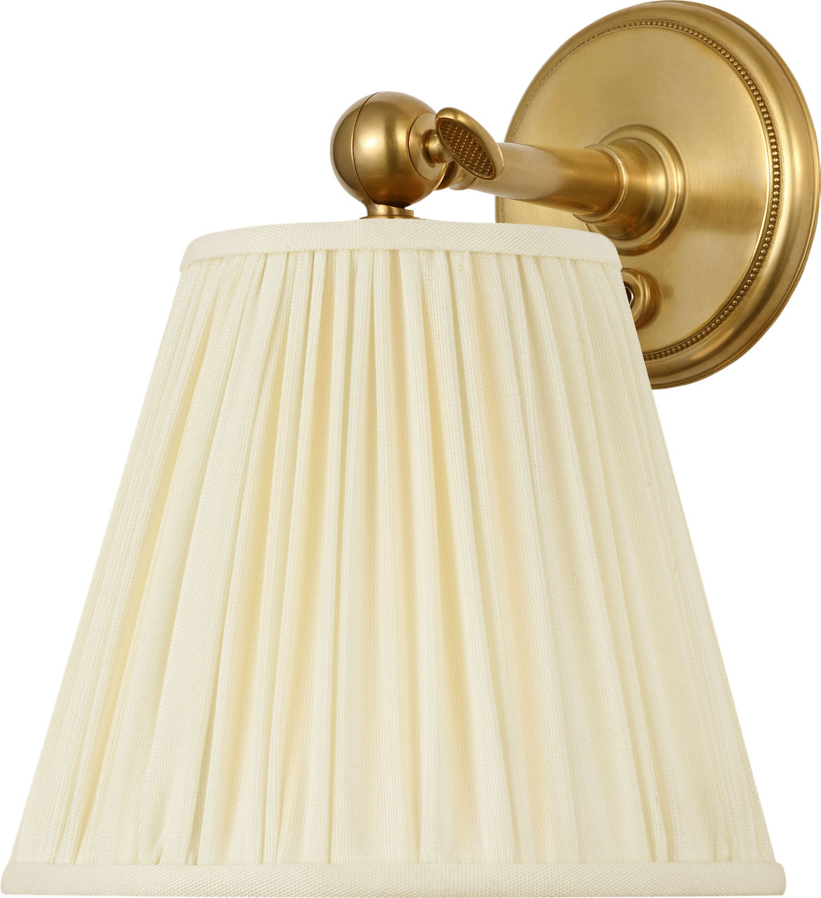 Hollander 6" Pivoting Sconce in Soft Brass with Silk Pleated Shade