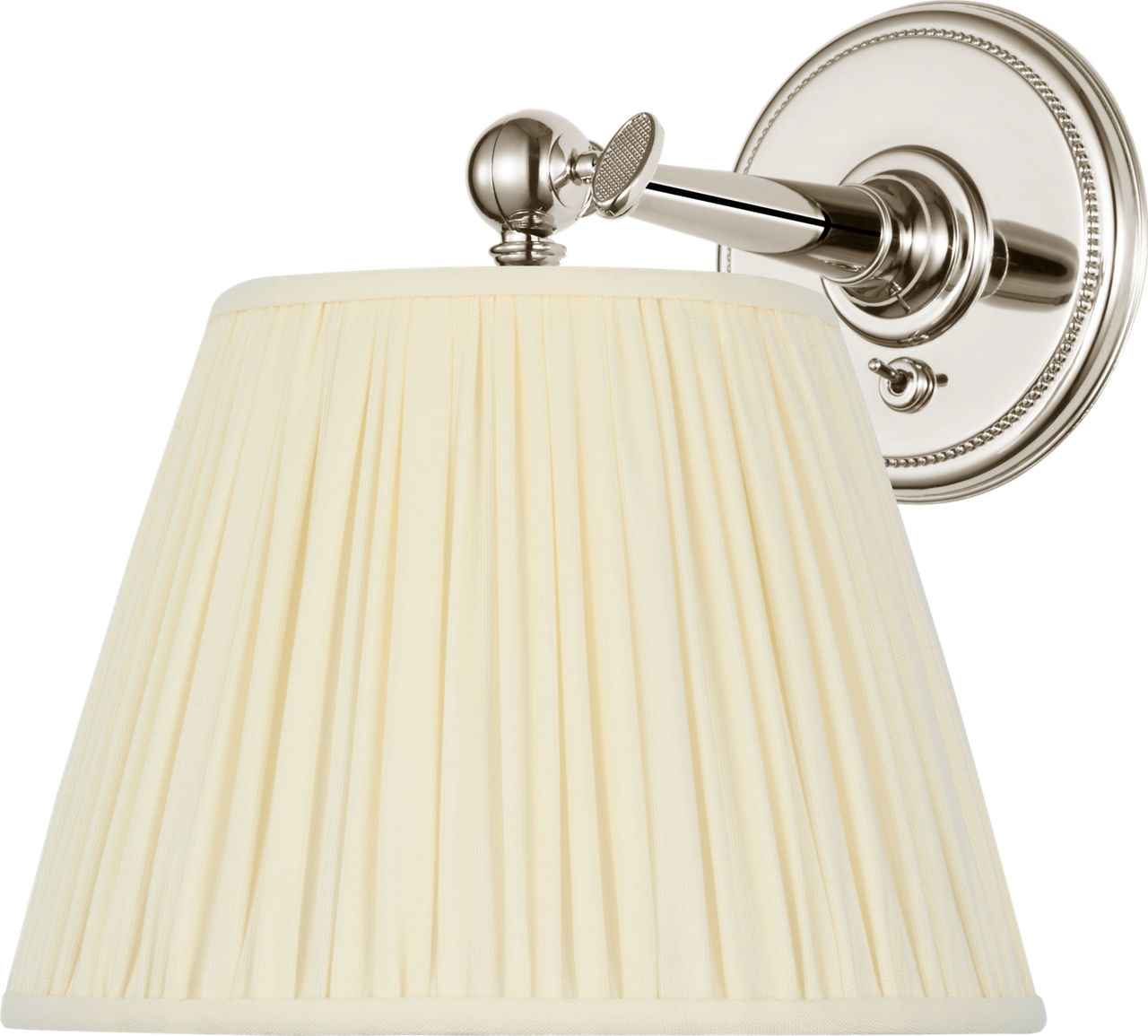 Hollander 9" Pivoting Sconce in Polished Nickel with Silk Pleated Shade