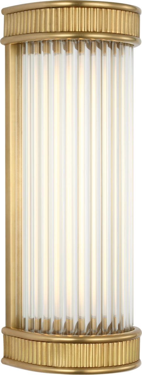 Menil 12" Linear Bath Sconce in Soft Brass with Crystal Rods