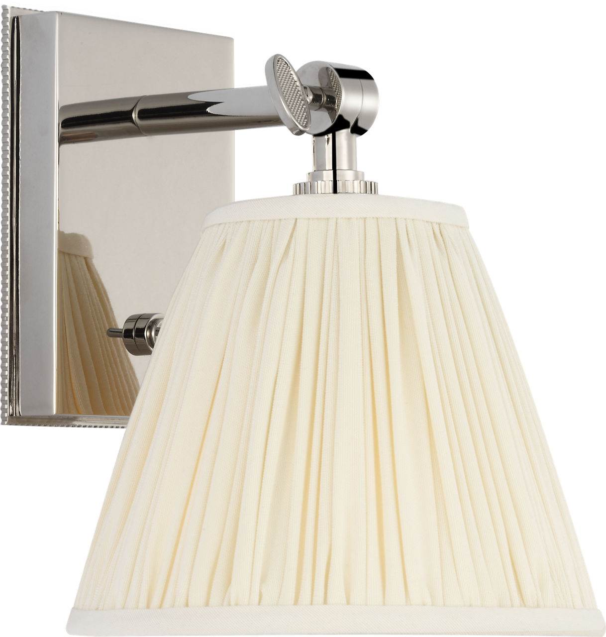 Wimberley Bedside Wall Light in Polished Nickel with Silk Pleated Shade
