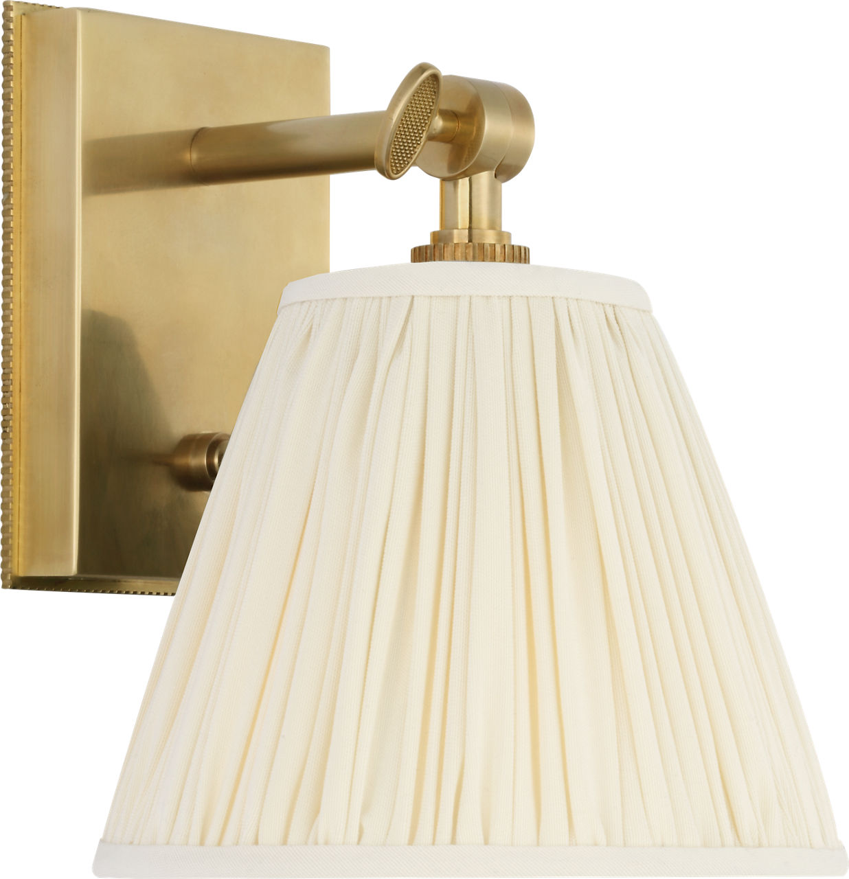 Wimberley Bedside Wall Light in Soft Brass with Silk Pleated Shade