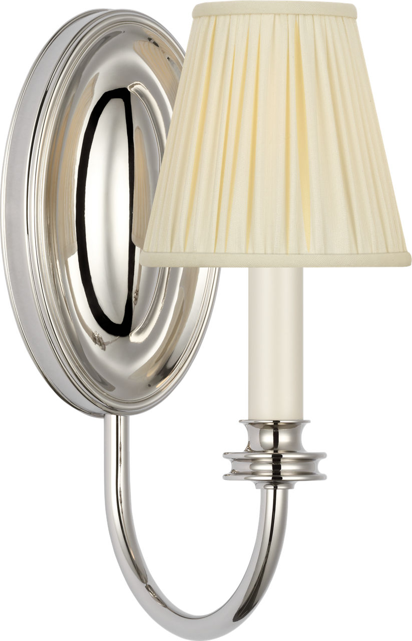 Astoria 12" Single Sconce in Polished Nickel with Silk Pleated Shade