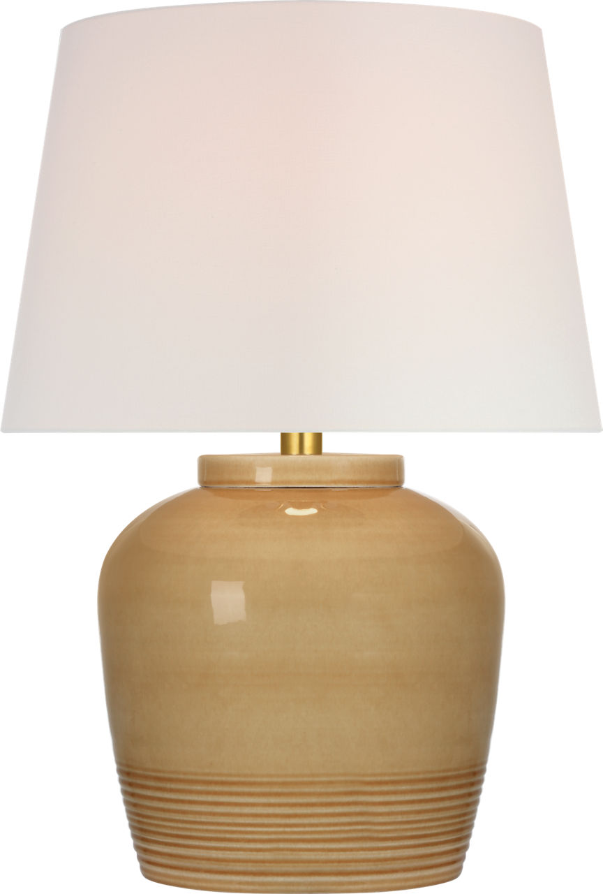 Nora Medium Table Lamp in Light Honey with Linen Shade